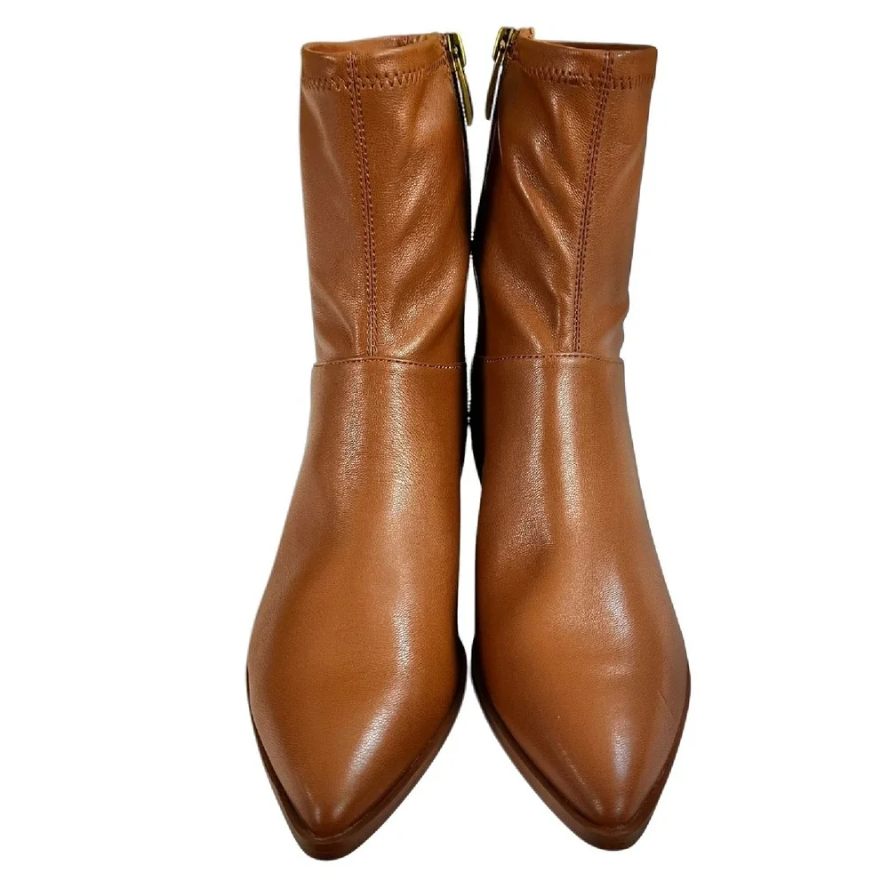 Franco Sarto Sammi Side Zipper Ankle Brown Faux Leather Boots Womens‎ Size 6M
